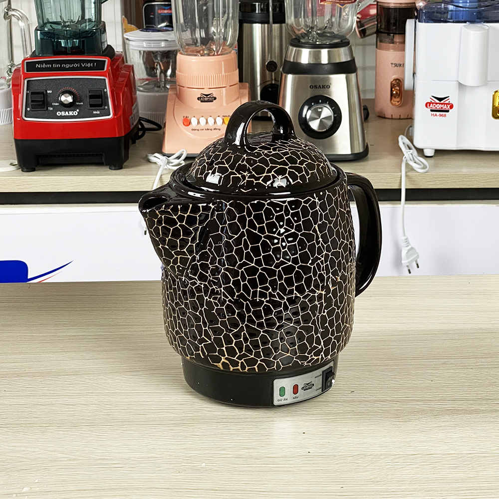 Siêu thuoc tự động ngắt 3.3L Ladomax HA-8833 thân gốm tráng men, tự động ngắt khi thuốc còn 1 chén, có chuông reo - Hàng chính hãng