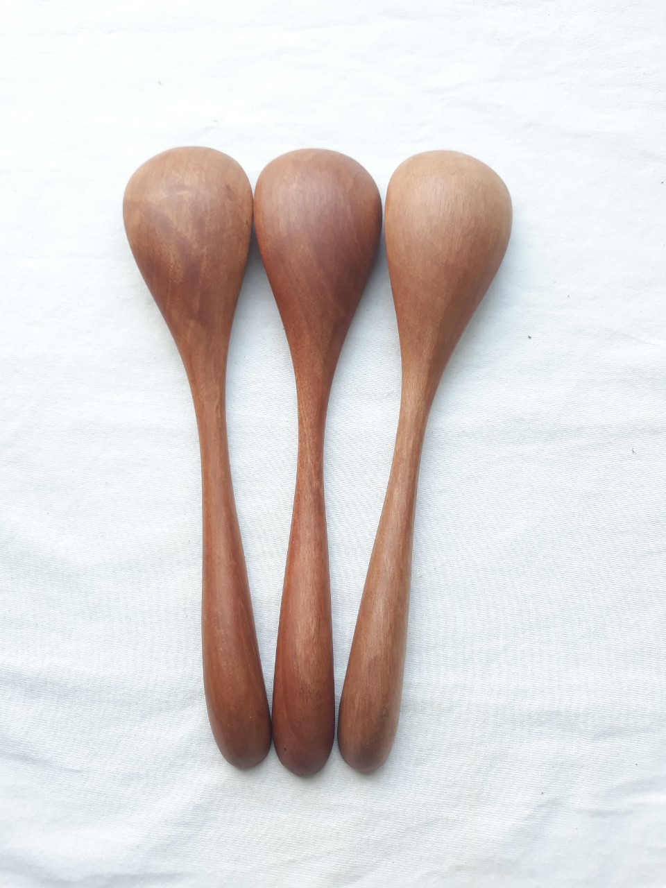 Bộ 6 thìa gỗ nhãn màu nâu ăn cơm 17.3 cm x 2.5 cm