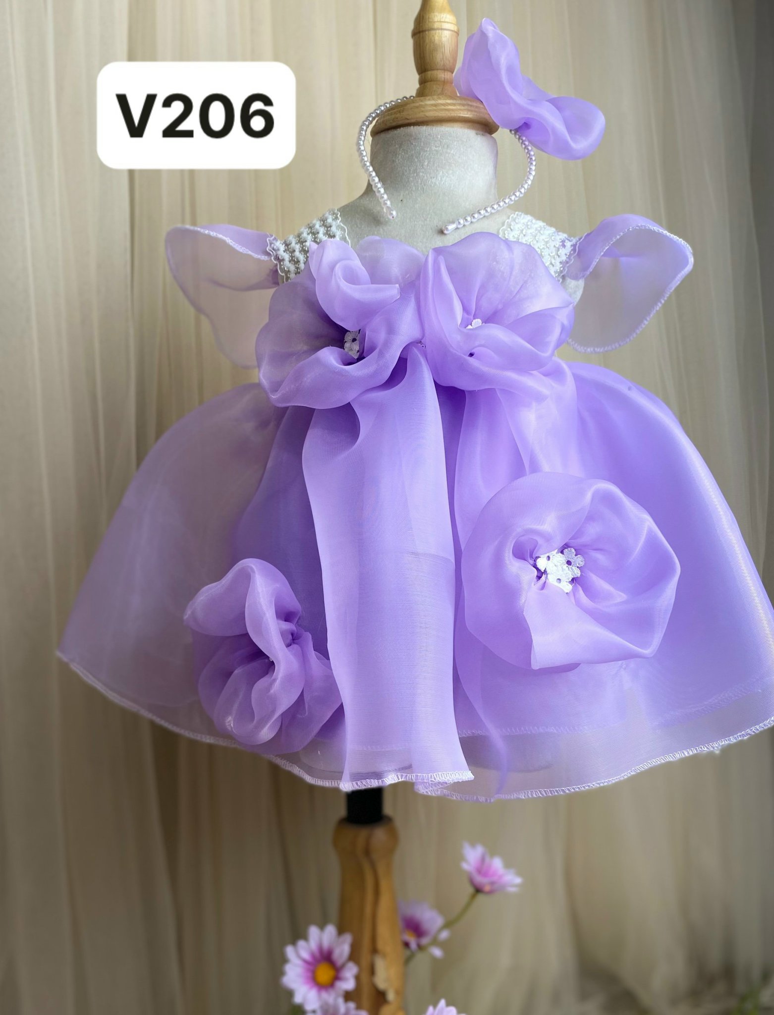 Đầm Xòe Công Chúa Dễ Thương Cho Bé Gái 4H Tím