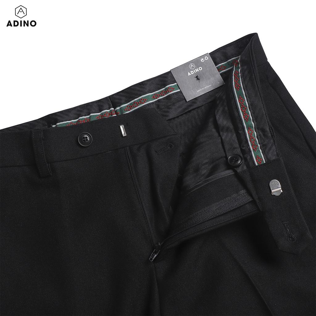 Quần âu nam hàn quốc màu đen ADINO vải cotton dày không bai không xù co giãn nhẹ dáng công sở ống đứng hơi côn Q02