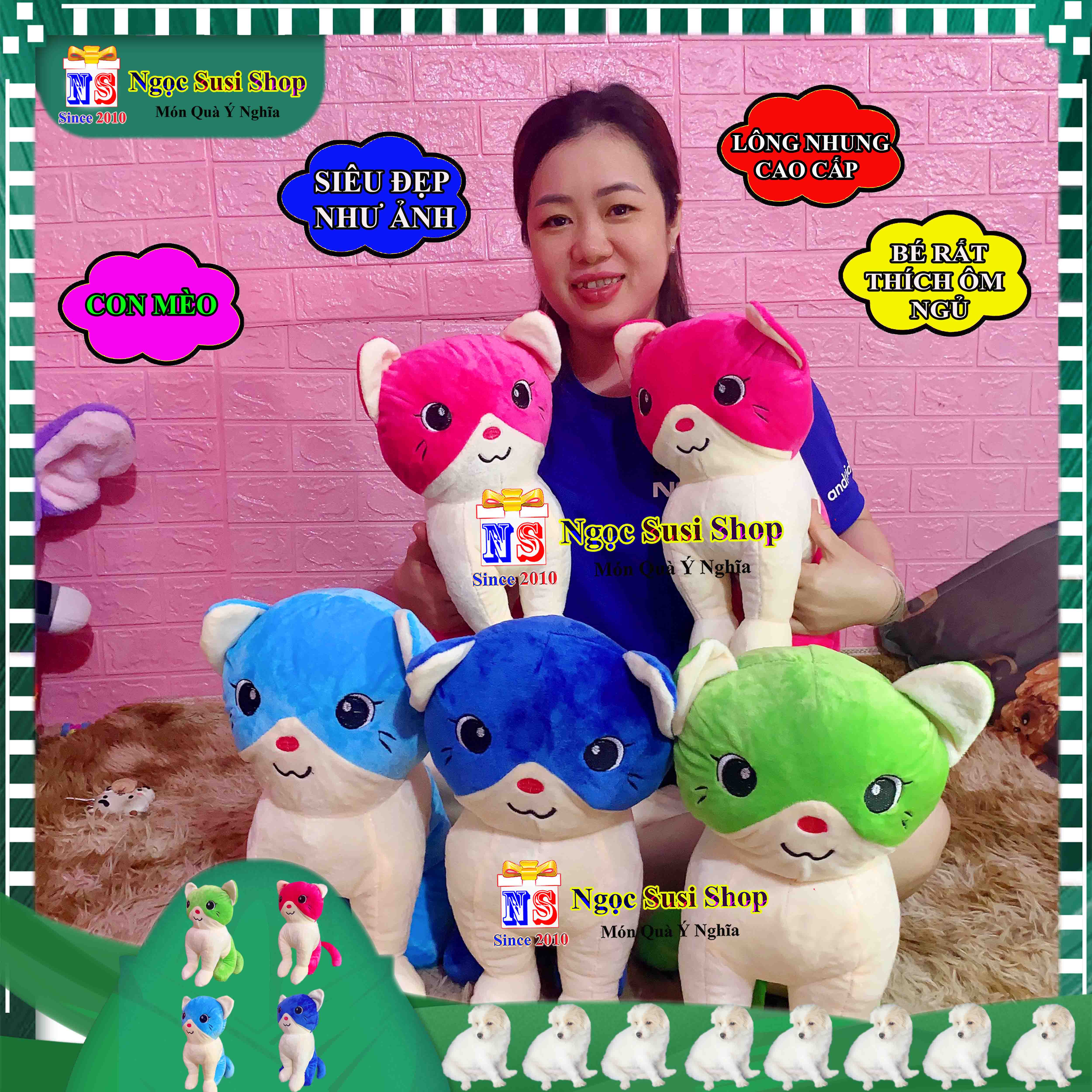 GẤU BÔNG CON MÈO NGỒI RẤT DỄ THƯƠNG DÀNH CHO BÉ YÊU HÀNG ĐỘC - GIAO NGẪU NHIÊN MÀU