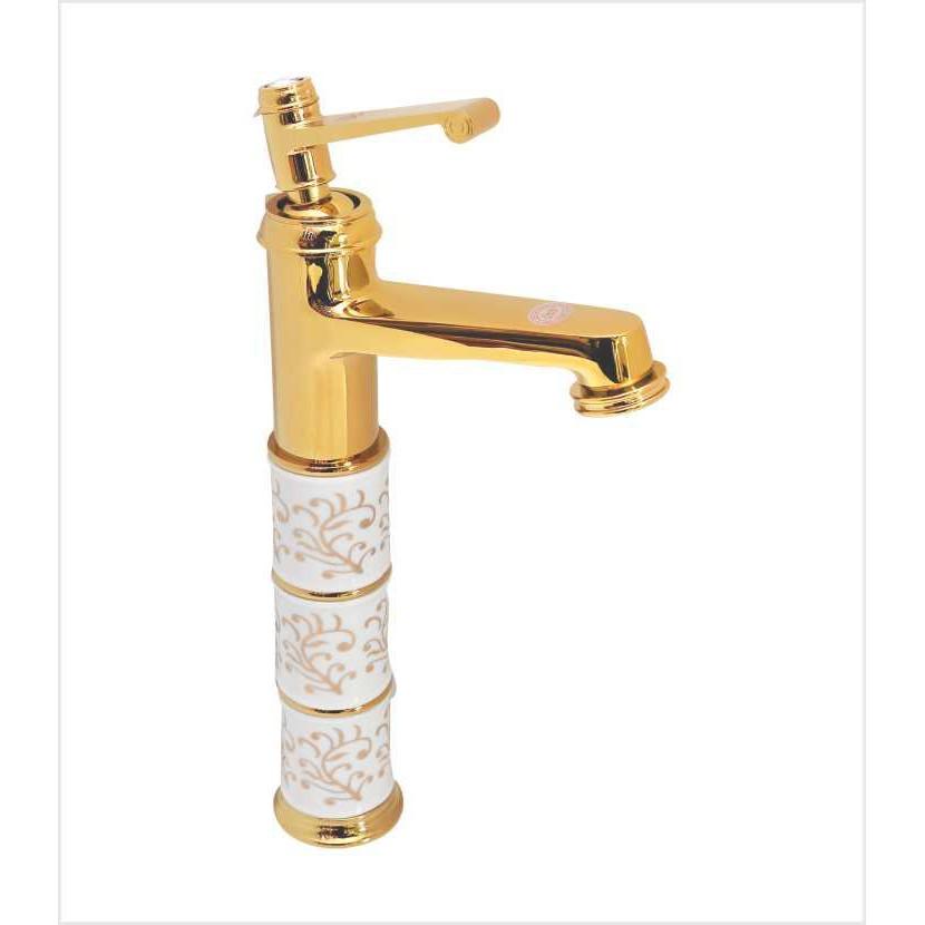 Vòi lavabo mạ vàng chân sứ - Vòi lavabo cổ điển