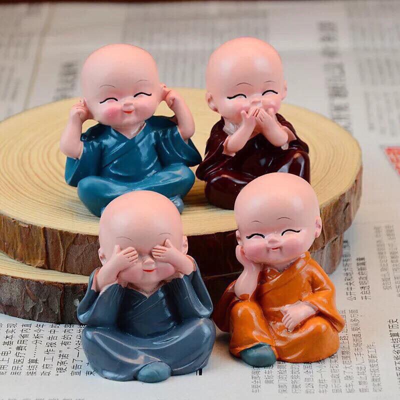 Combo 4 Chú Tiểu Tứ Không Trang Trí Ô Tô, Góc Làm Việc, Siêu Đẹp Siêu Đáng Yêu
