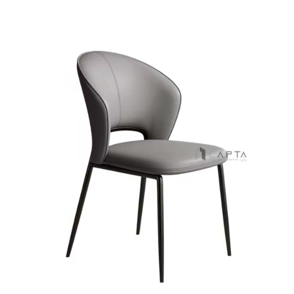 Ghế phòng ăn màu xám ECO 40A-P Nội thất Capta Ghế ăn bọc nệm PVC cao cấp khung ghế sắt sơn tĩnh điện màu đen nhập khẩu