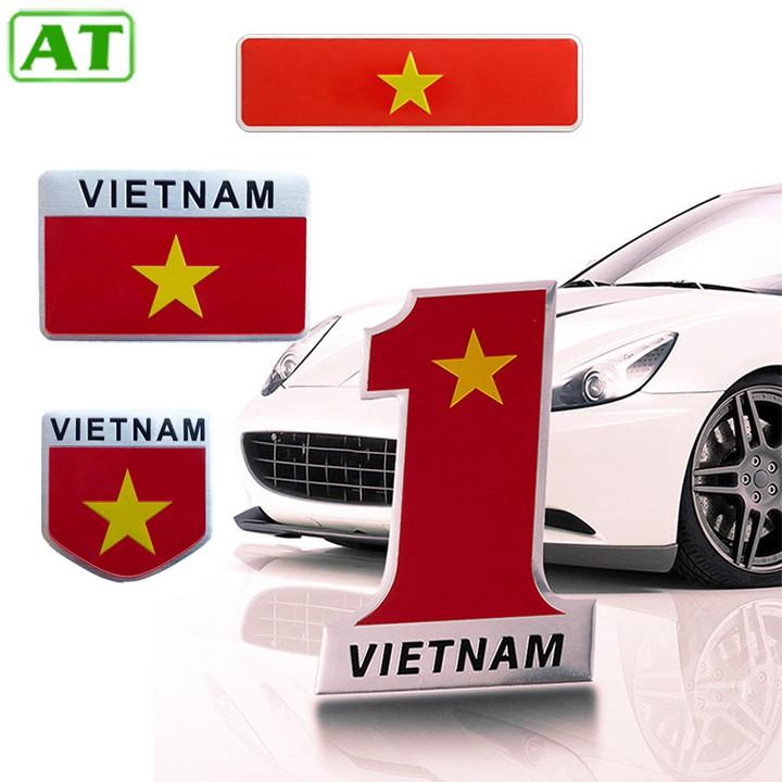 Combo 4 Logo Biểu Tượng Cờ Việt Nam Hợp Kim Không Gỉ Trang Trí Ô Tô Xe Hơi