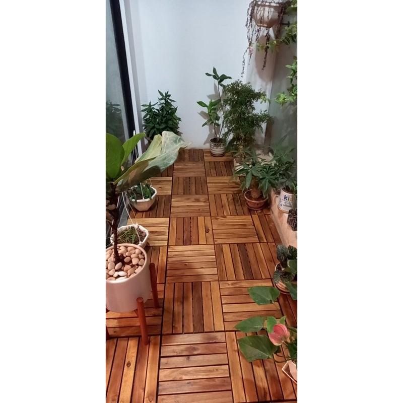 Combo 10 Tấm Vỉ Nhựa Lót Sàn 6 Nan -TẤM SÀN GỖ TỰ NHIÊN VỈ NHỰA IKEA- SÀN GỖ LÓT BAN CÔNG - GỖ LÓT SÂN VƯỜN
