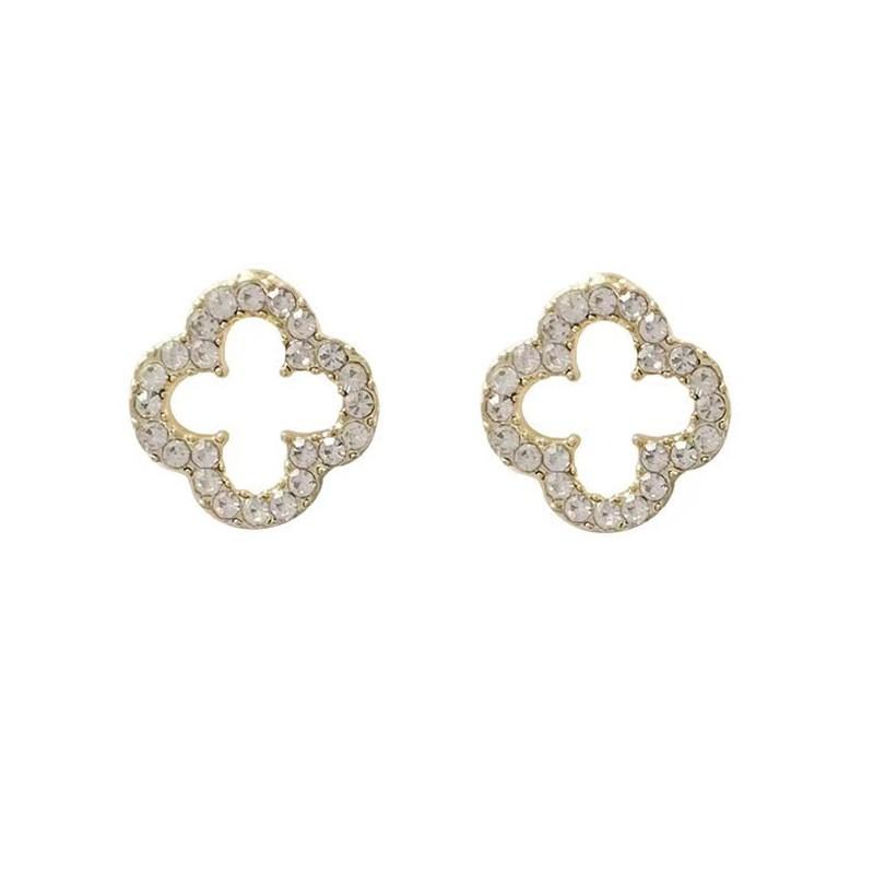 Khuyên tai, Bông tai cỏ 4 đính đá xinh xắn HT615 - Culi accessories