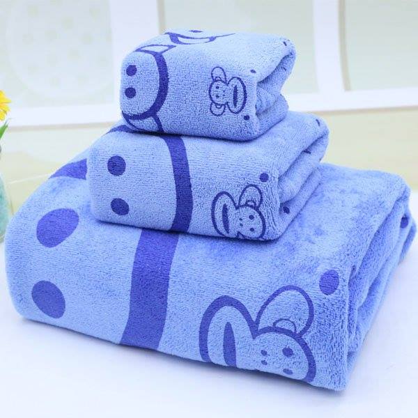 Set khăn tắm gồm 3 Món Khăn Tắm, Khăn Lau, Khăn Mặt KB1911 cho bé và gia đình in hình thú ngộ nghĩnh