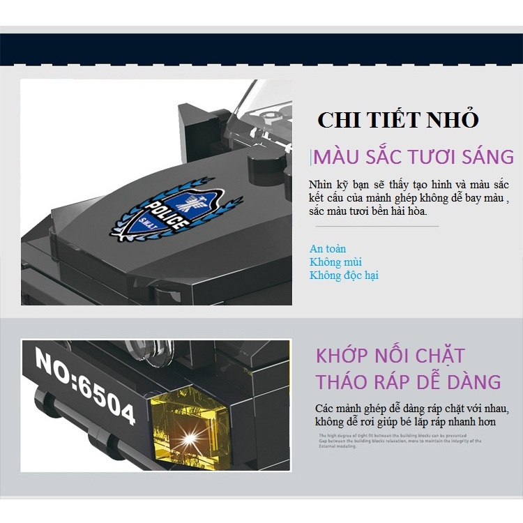 Bộ Đồ Chơi Lắp Ráp Xe Cảnh Sát Đặc Nhiệm Dành Cho Trẻ Trên 6 Tuổi