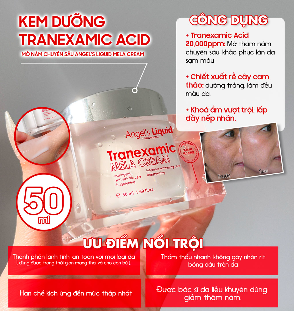 Kem Dưỡng Tranexamic Acid Mờ Nám Chuyên Sâu Angel's Liquid Mela Cream