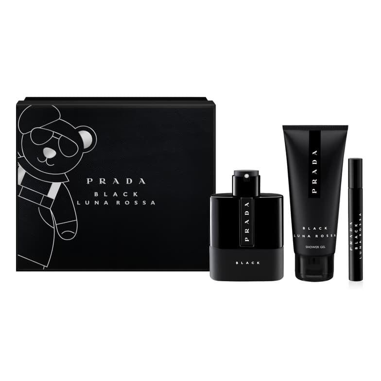 Bộ Nước Hoa Nam Gift Set Prada Luna Rossa Black EDP 100ml + Mini 10ml + Shower Gel 100ml