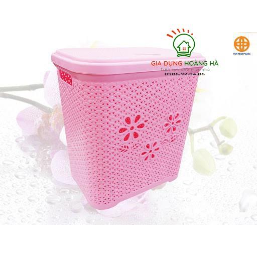 Giỏ đựng đồ có nắp hoa Việt Nhật cao cấp đa năng, đựng quần áo, đồ chơi trẻ em