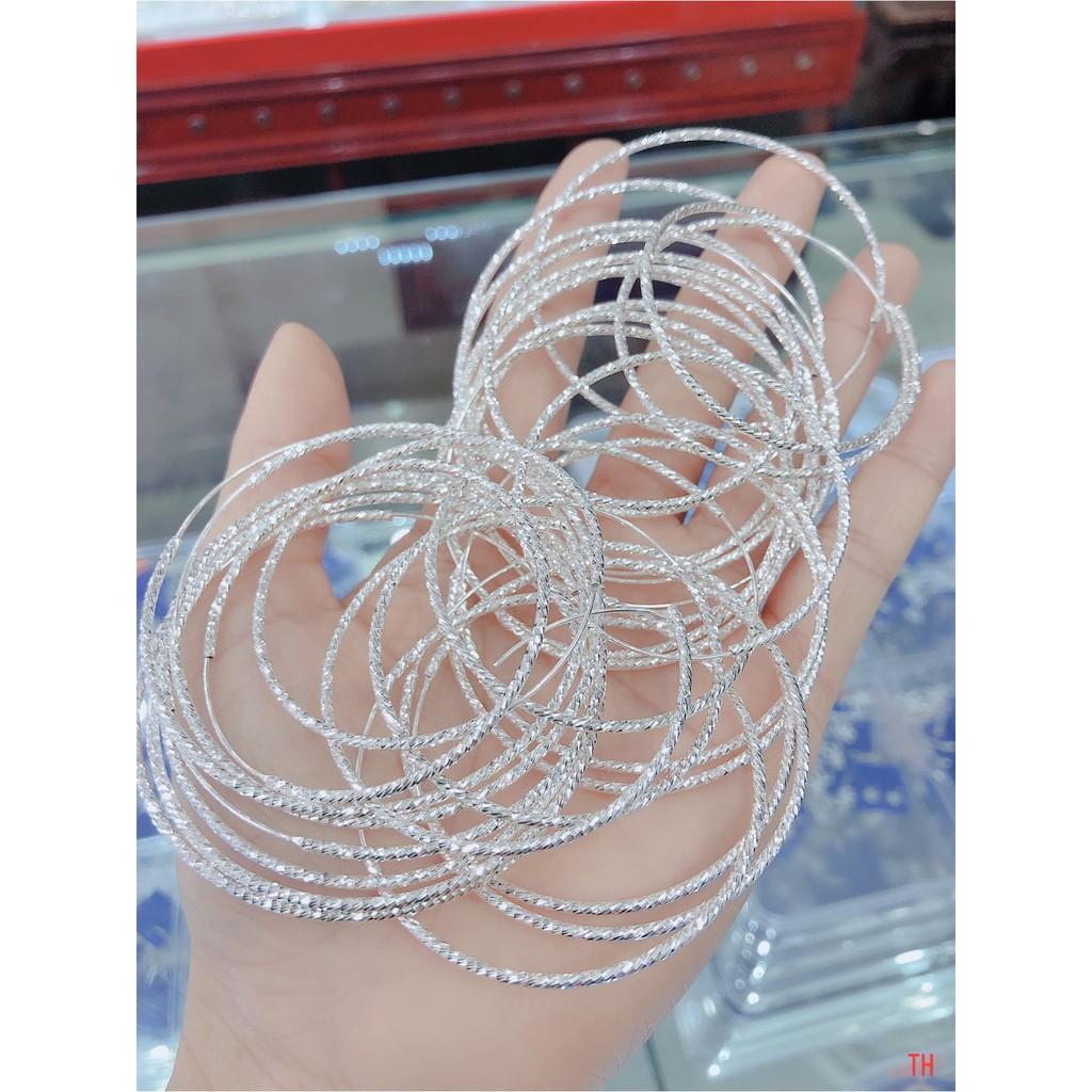 Free ship bông tai vòng tầu bạc ý về đủ 5 size cho nữ
