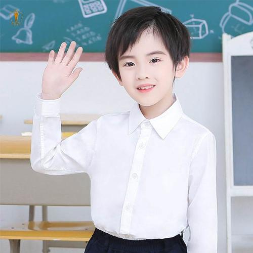 Áo sơ mi cho bé trai và gái TRAZ trắng tinh khiết đen sang trọng