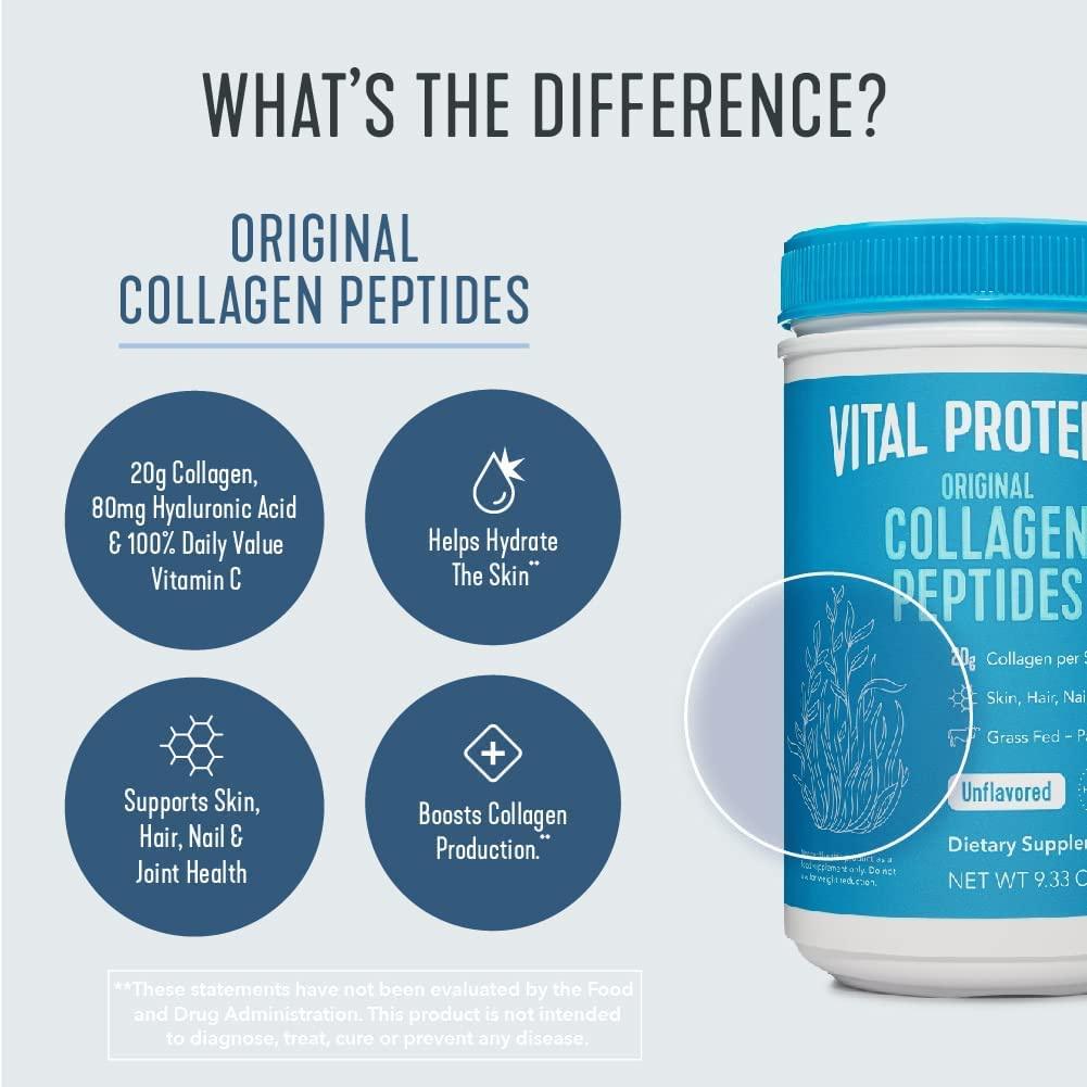 BỘT COLLAGEN PEPTIDES - ĐẸP &amp; KHỎE DA MÓNG TÓC XƯƠNG KHỚP Vital Proteins KHÔNG VỊ Unflavored