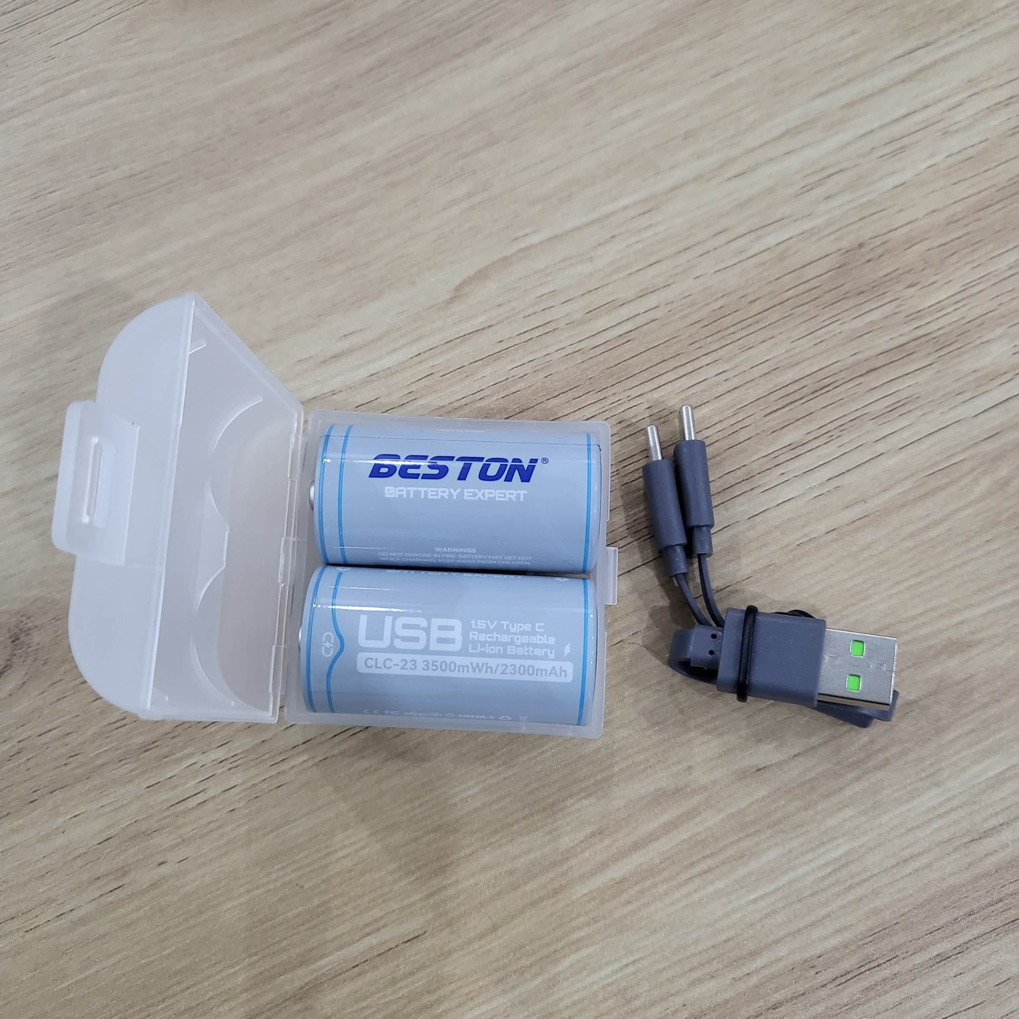 Pin sạc cỡ C BESTON chuẩn 1.5V 3500mWh - pin trung sạc trực tiếp bằng dây USB type C - hộp 2 viên kèm cáp - hàng nhập khẩu