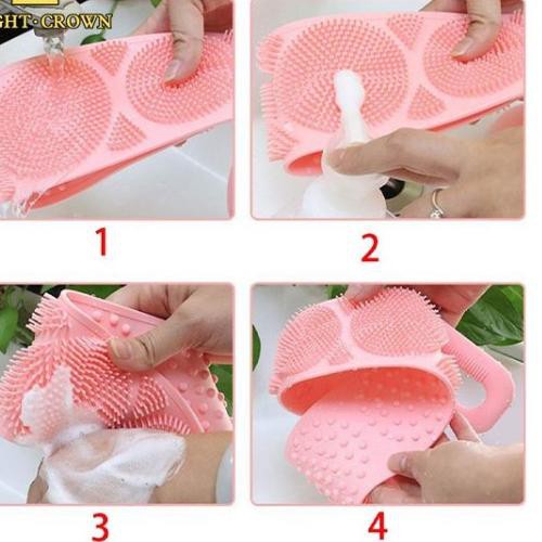 Đai tắm chà lưng silicon, đai cọ lưng massage silicon (giao màu ngẫu nhiên)