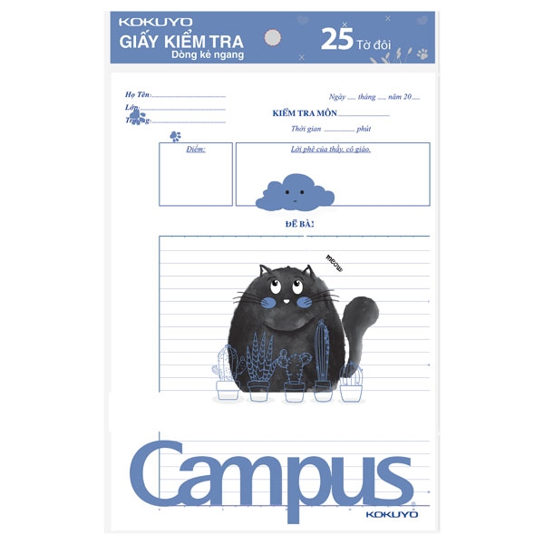 Giấy Kiểm Tra B5 25 Trang MEOW Campus TP-BRM70G-25