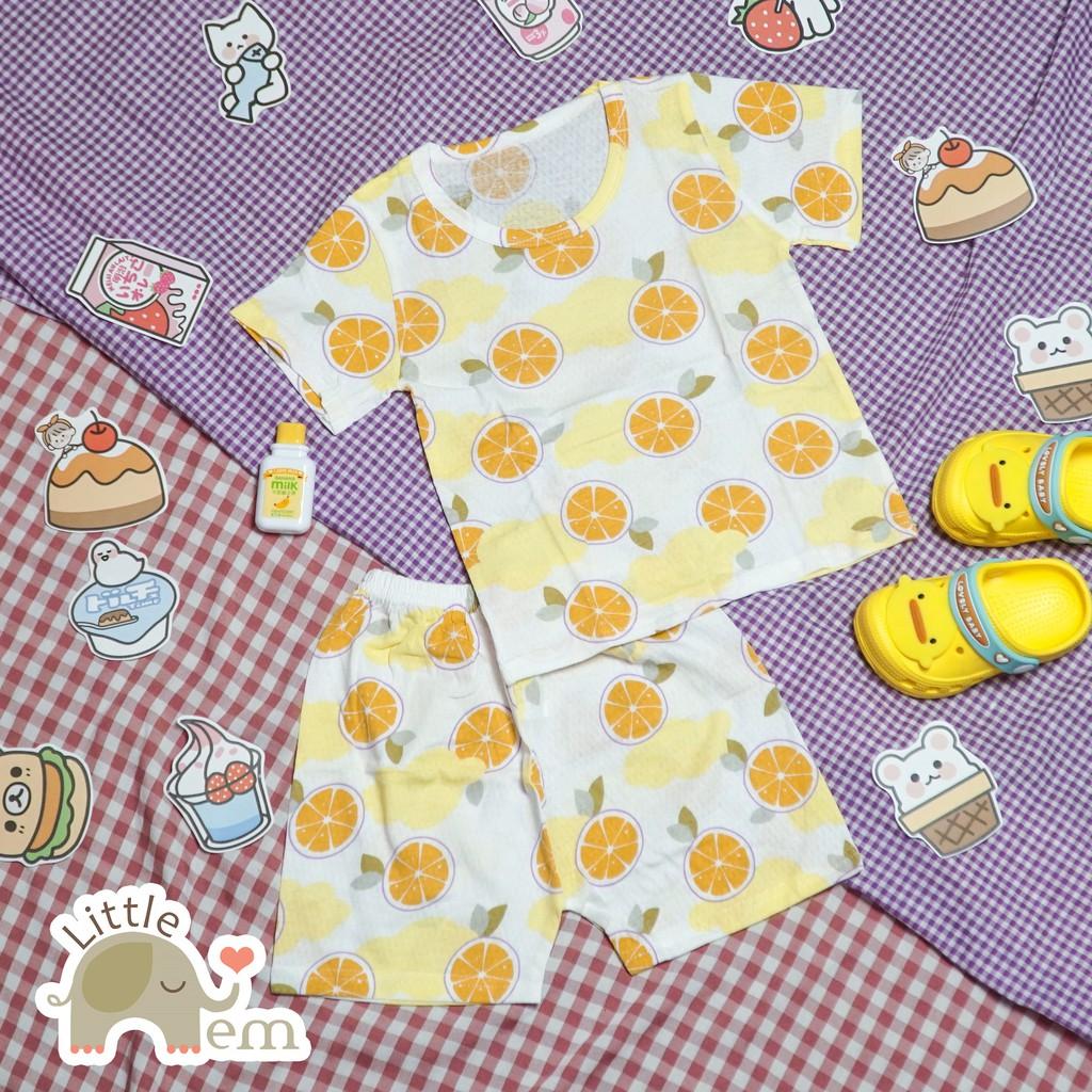 Bộ đồ bé gái Cotton tre cộc tay  _ Orange