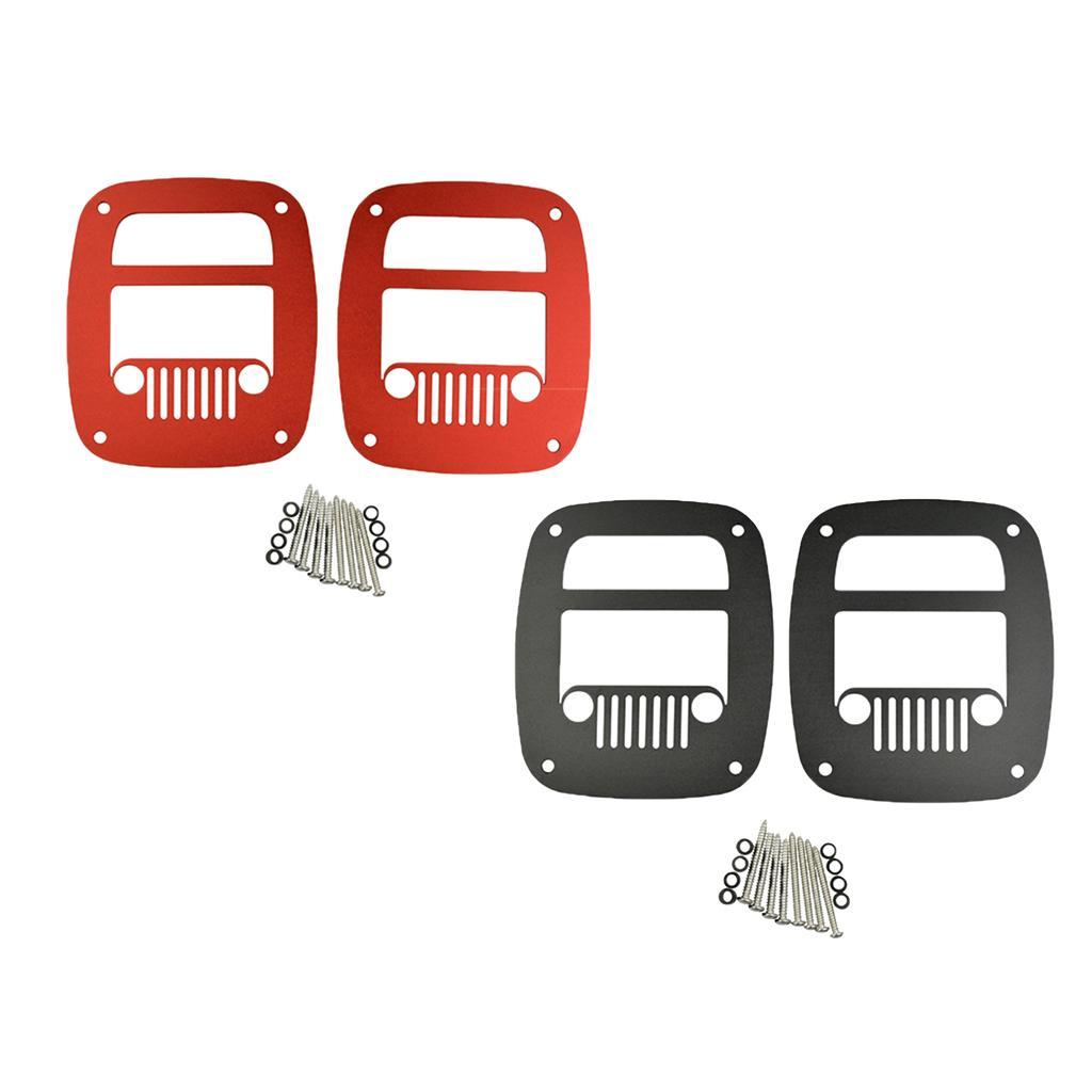2 Pieces Flat Tail Light Lamp Cover Protector Guard For Jeep Wrangler Red