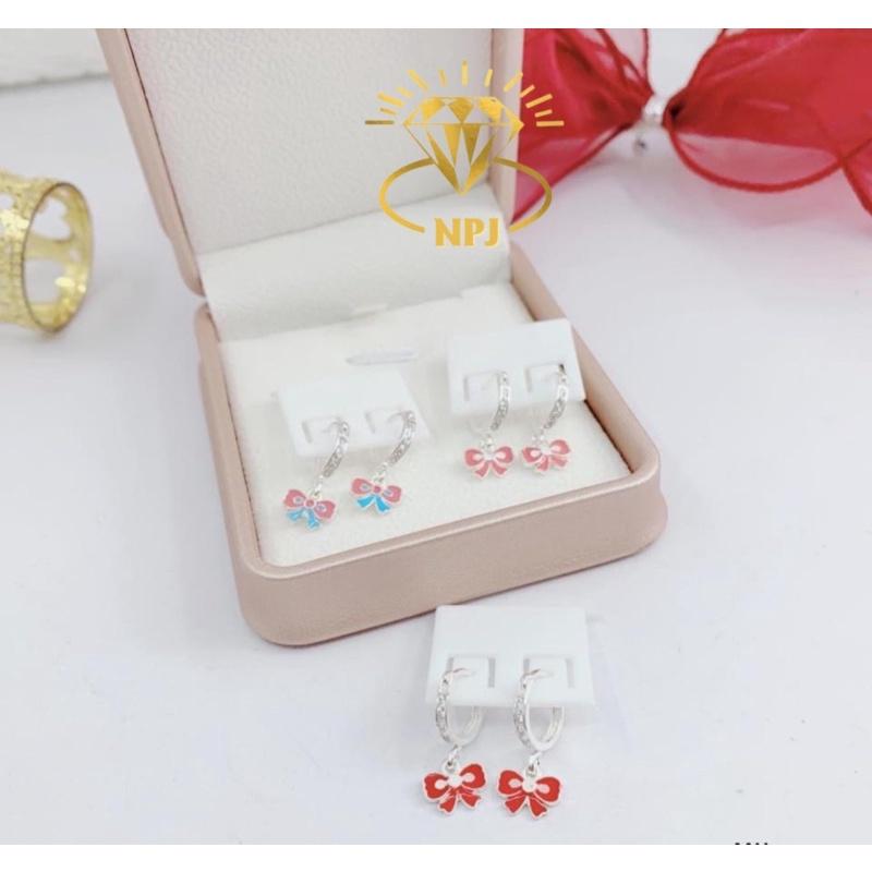 Bông tai bạc cho bé sơn màu xinh xắn, dễ thương- bạc npj
