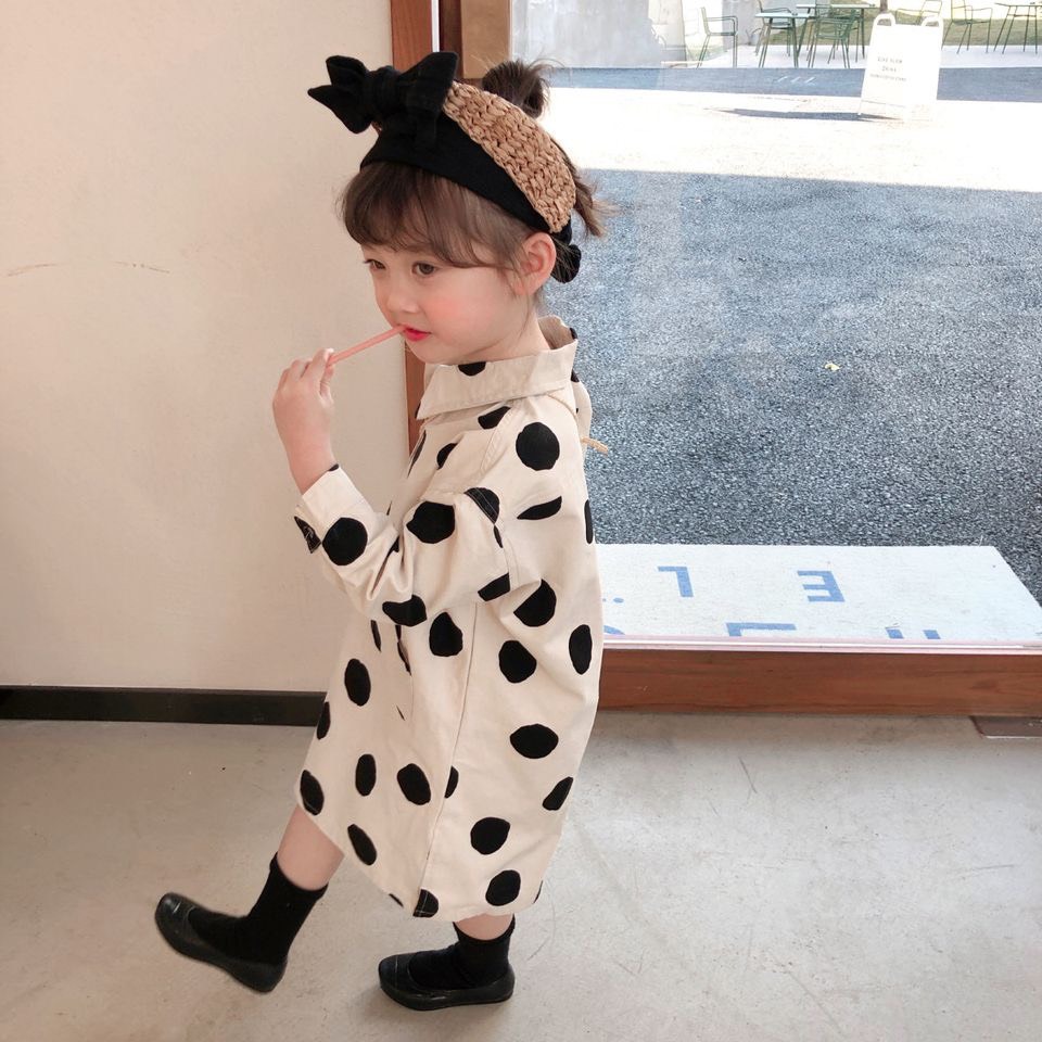 Váy Suông Cổ Sơ Mi Họa Tiết Chấm Bi