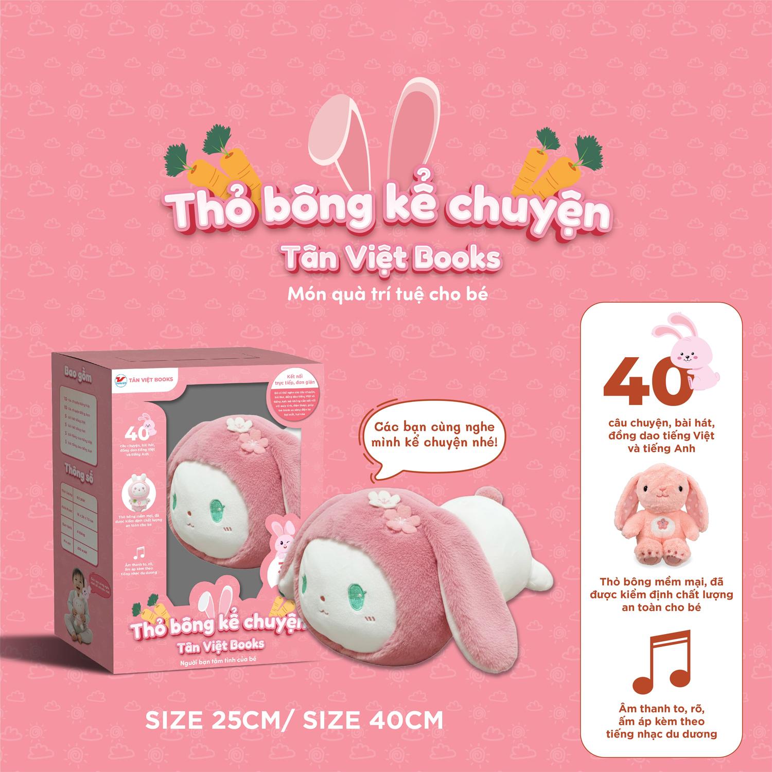 Thỏ Bông Kể Chuyện - Loại Nhỏ Nằm Ngang - Món Quà Trí Tuệ Cho Bé