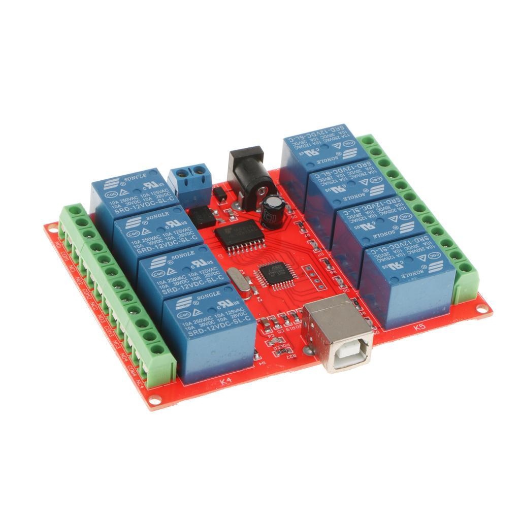 DC 12V 8 Channel Indicator Relay Output Relay Module W/ Panel/USB