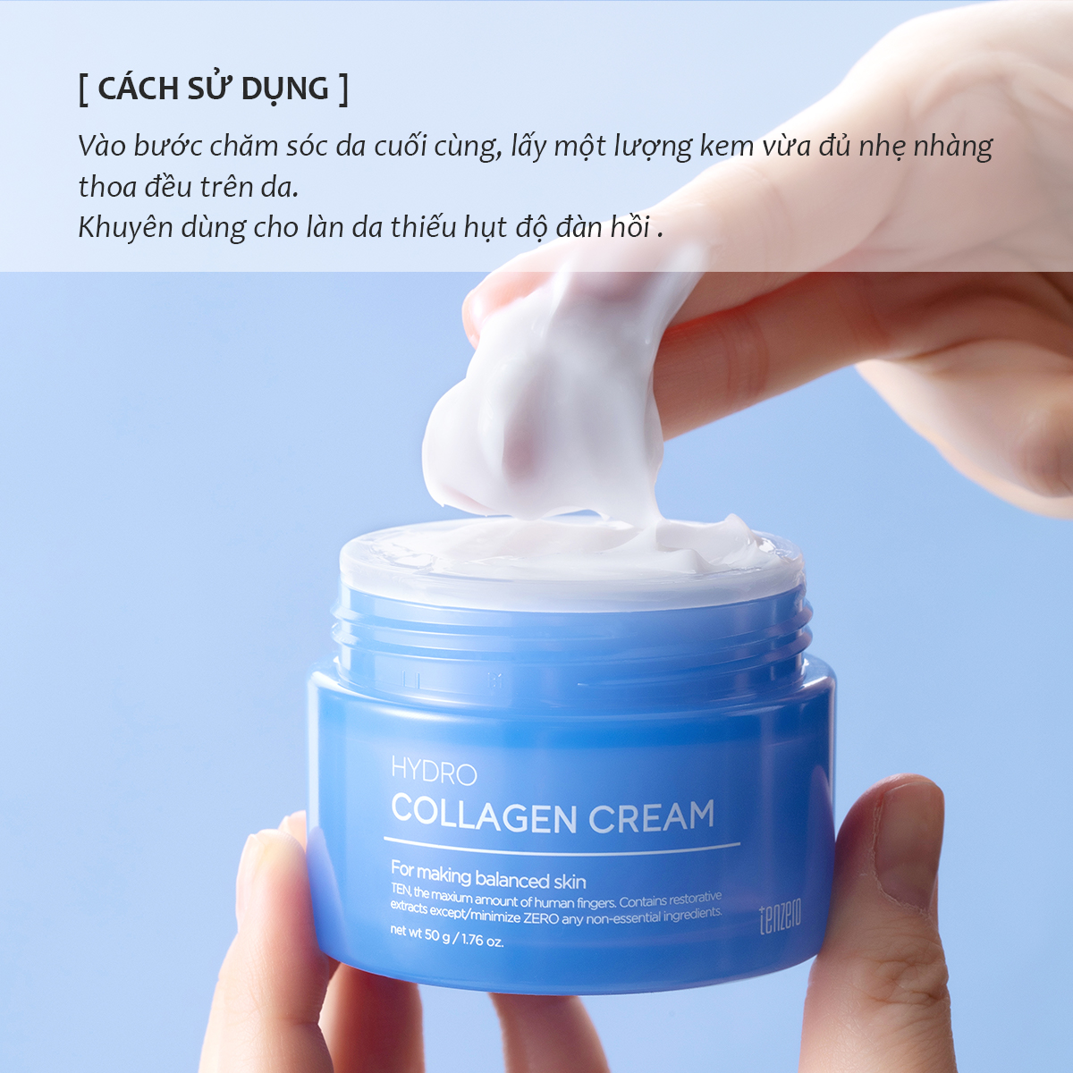 Kem Dưỡng Cấp Ẩm, Làm Dịu Da, Chống Lão Hóa Tenzero Hydrolyzed Collagen Cream 50g