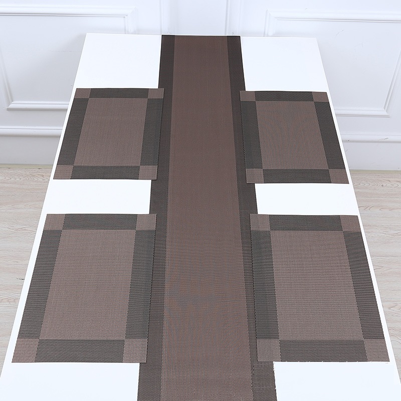 Table runner cao cấp không thấm nước phong cách hiện đại màu nâu BAMBOO 7148N