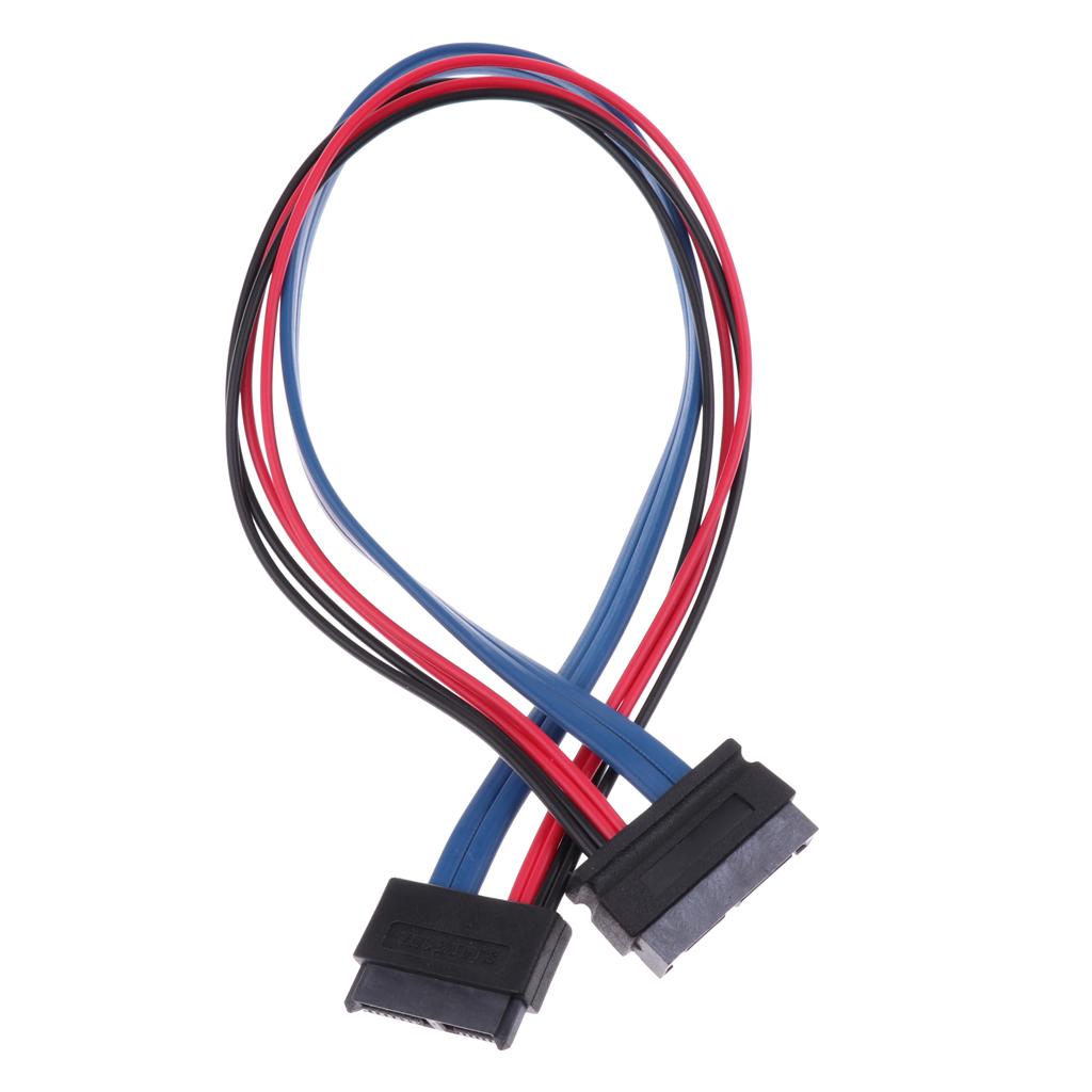 1Pcs SATA Cables Serial ATA 7+6Pin Male to 7+6Pin Female Extension 30cm