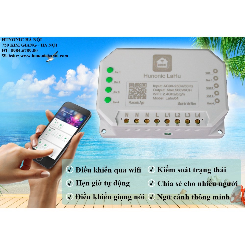 Công tắc Wifi Lahu 4 kênh Việt Nam