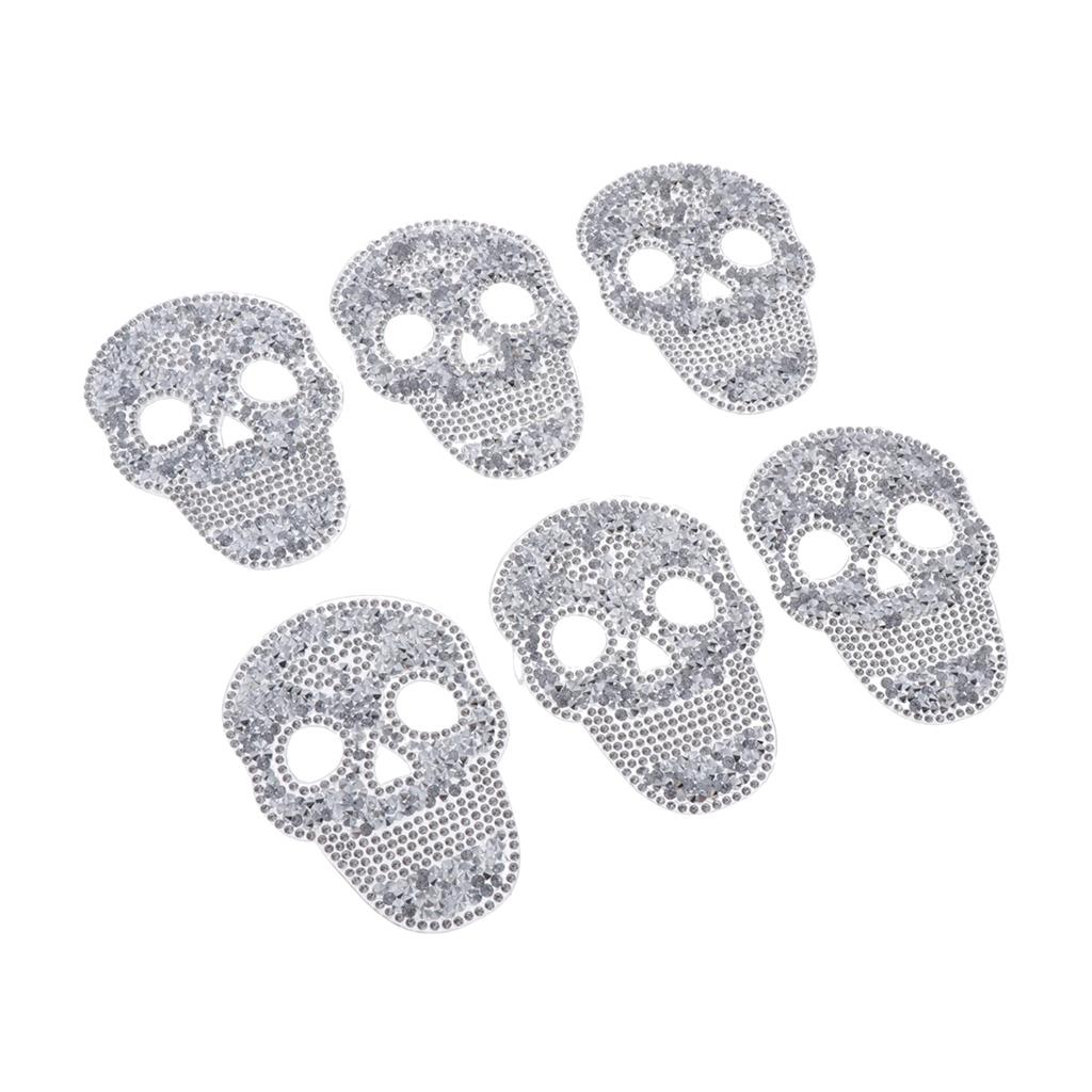 6 Miếng DIY Hộp Sọ Đá Dán Cường Lực Appliques Sắt trên Túi Quần Áo May