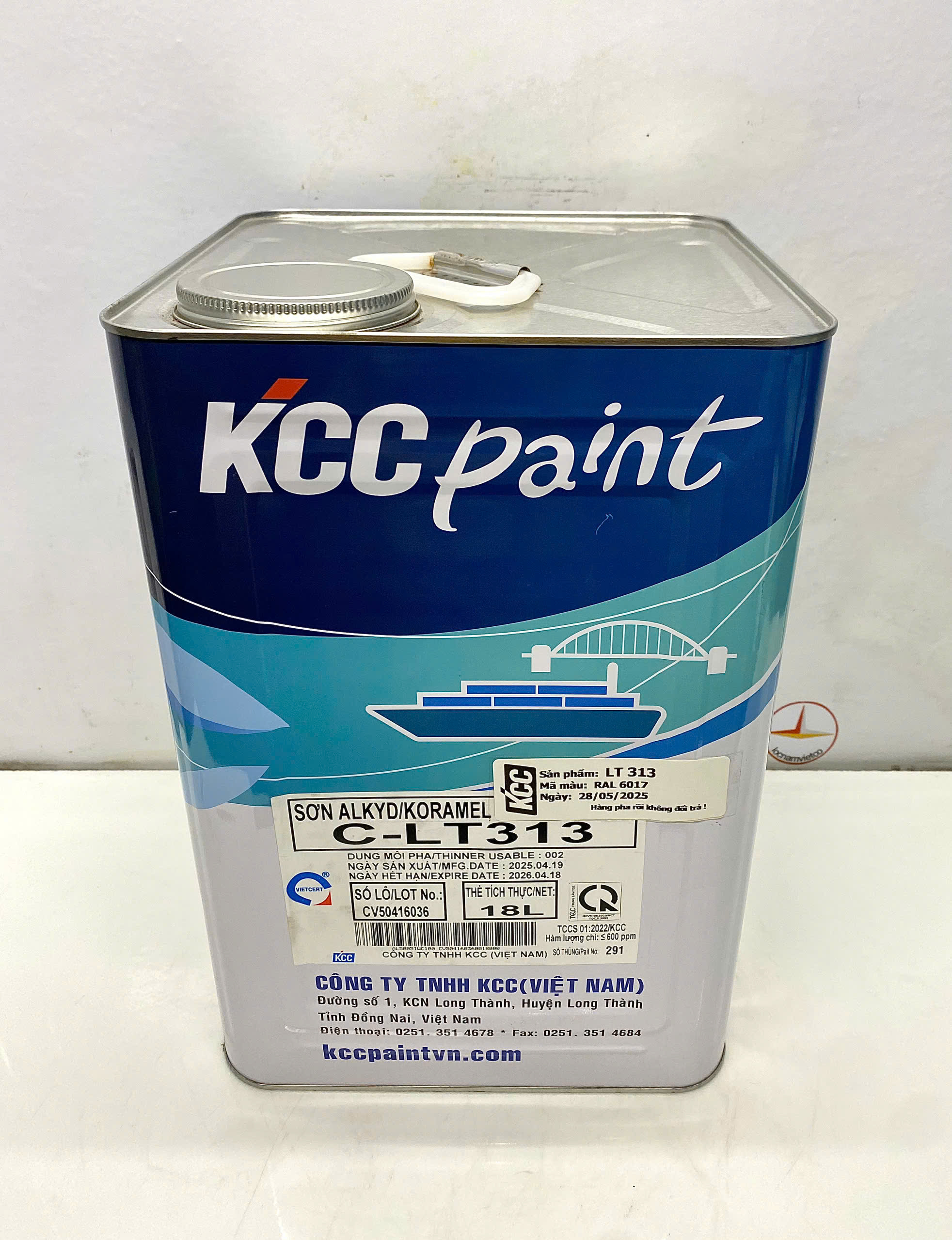 Sơn Alkyd KCC LT313 Base C màu xanh RAL 6017 _18L