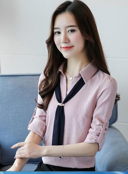 Áo sơ mi sọc thắt cavat