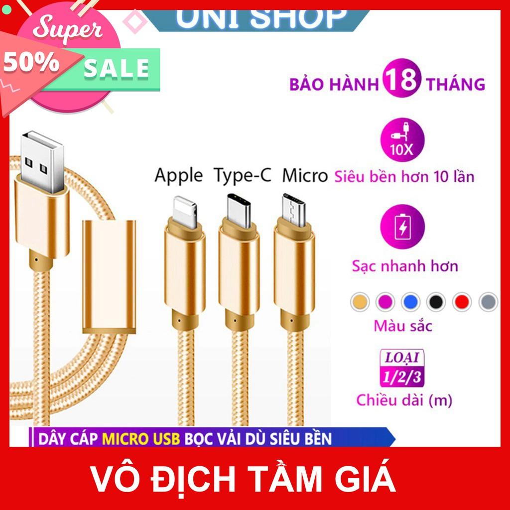 Dây cáp sạc Iphone/Samsung, dây dù 2m 3m chống đứt, hỗ trợ sạc nhanh, đẹp - Store giảm giá 50% mua ngay