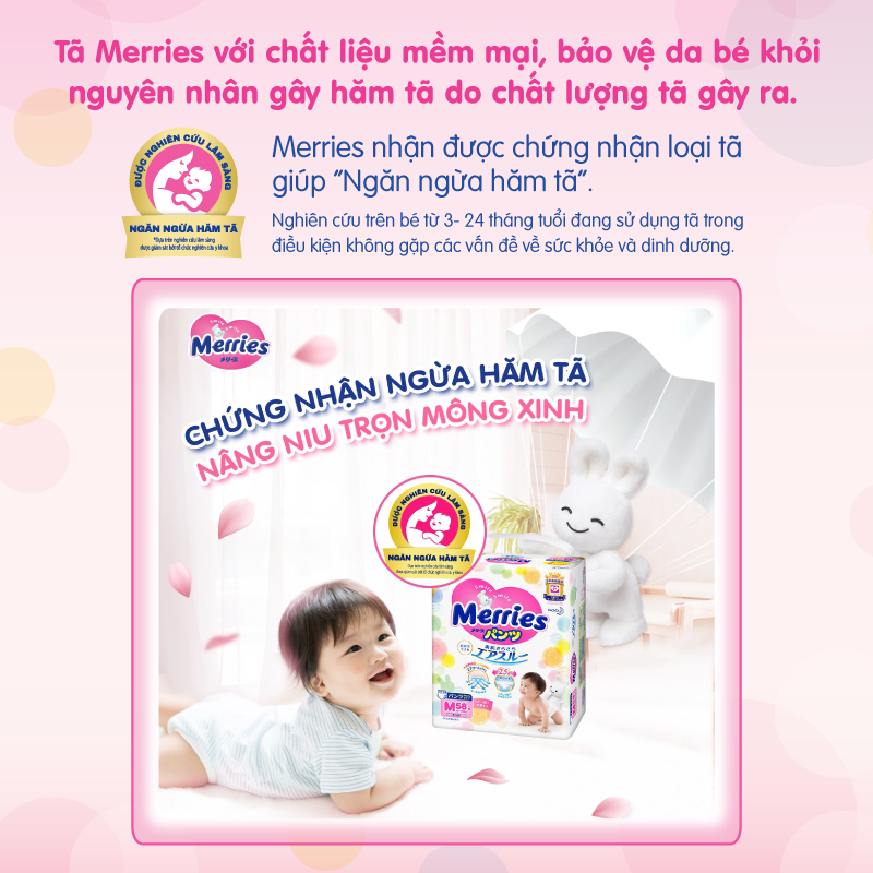 Combo 2 Tã/bỉm quần Merries size M - 58 miếng (Cho bé 6 - 11kg)