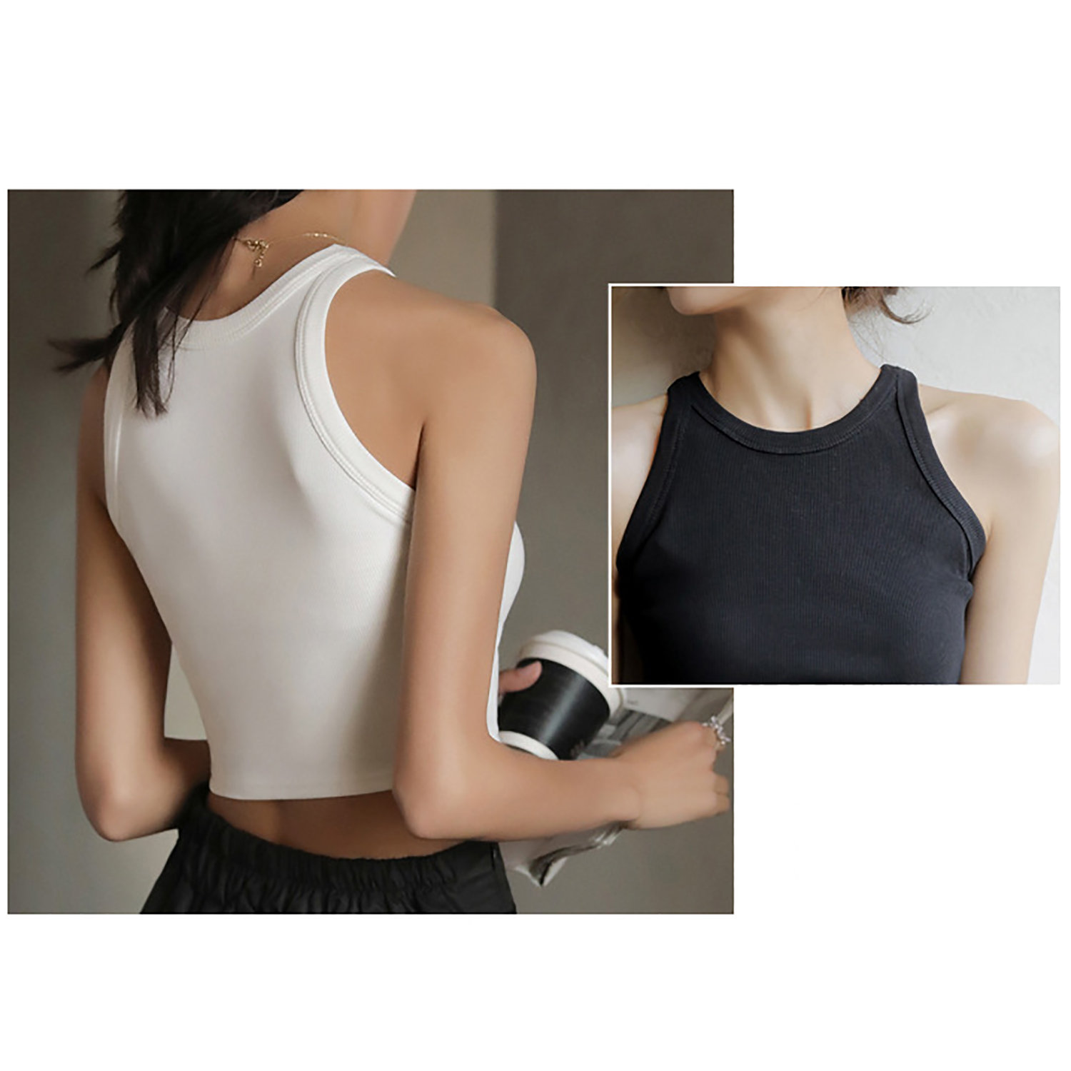 Áo ba lỗ croptop Icotton sát nách không tay ôm body vải thun gân co giãn