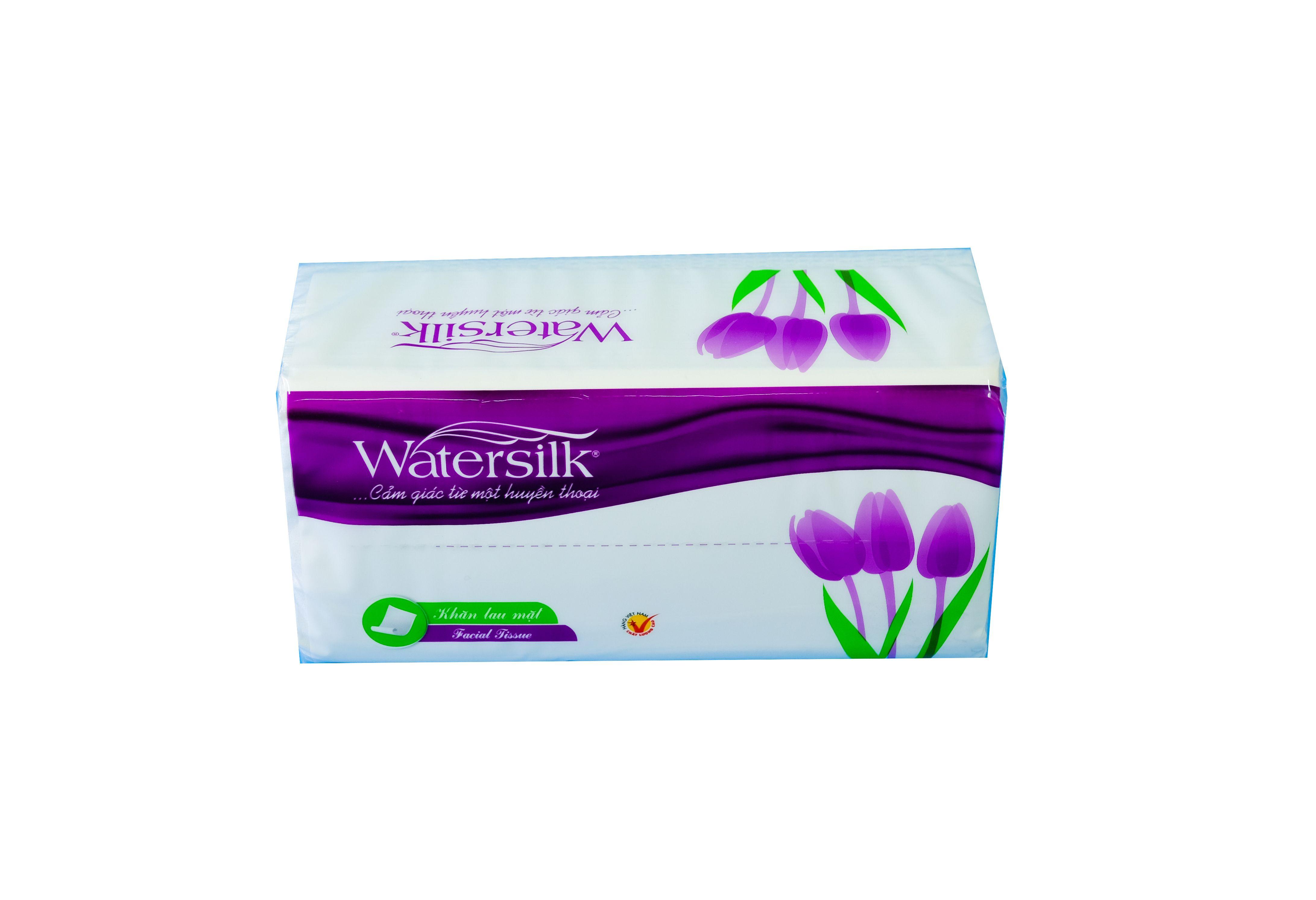 Khăn rút Watersilk Hoa Tulip 250 tờ/gói, kích thước 200 x 200 mm- mã W115- 100% Bột giấy nguyên sinh - Hàng chính hãng.