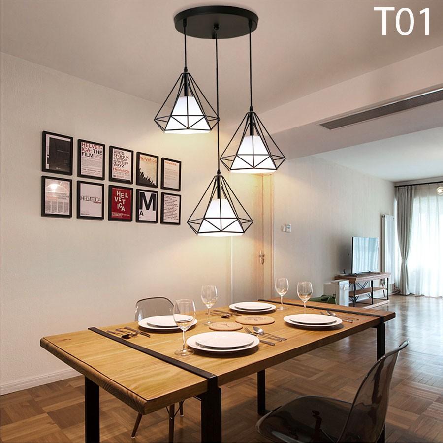 Đèn thả kim cương đen khung sắt sơn tĩnh điện phi 250-T01