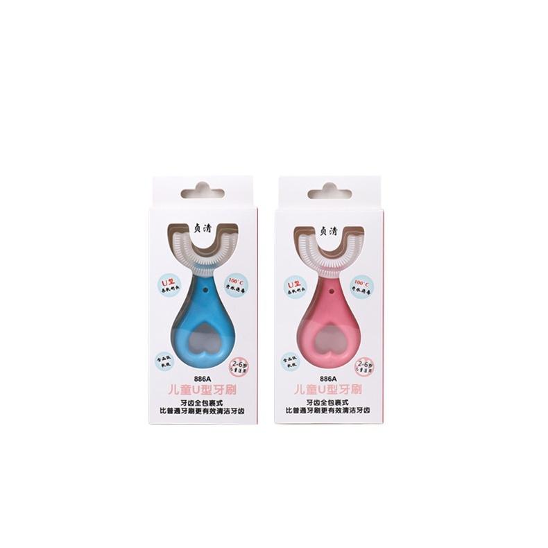 Bàn chải đánh răng cho bé kiểu chữ U chất liệu silicon chịu được lực cắn, cho bé từ 2-6 tuổi
