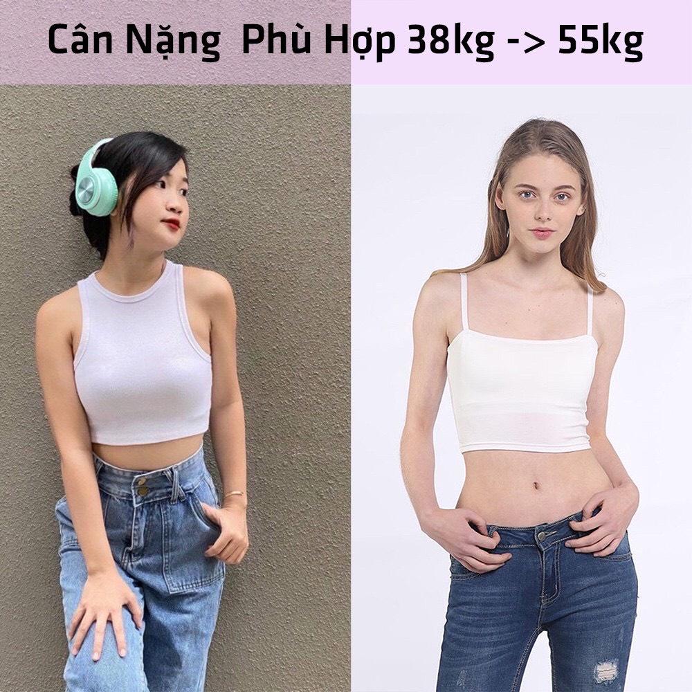 Combo 3 Áo Thun Gân 2 Dây Croptop Tạo Dáng Body Gợi Cảm ( Đen, Trắng, Hồng )