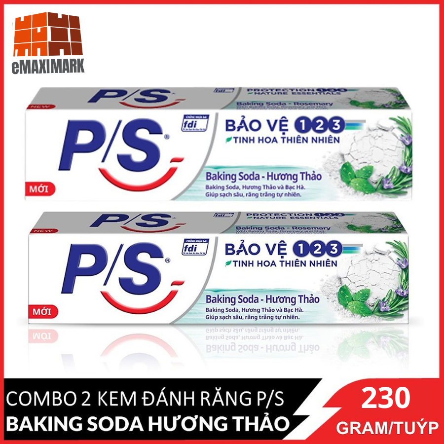 Combo 2 Tuýp Kem đánh răng P/S Barking Soda Hương thảo 230gx2