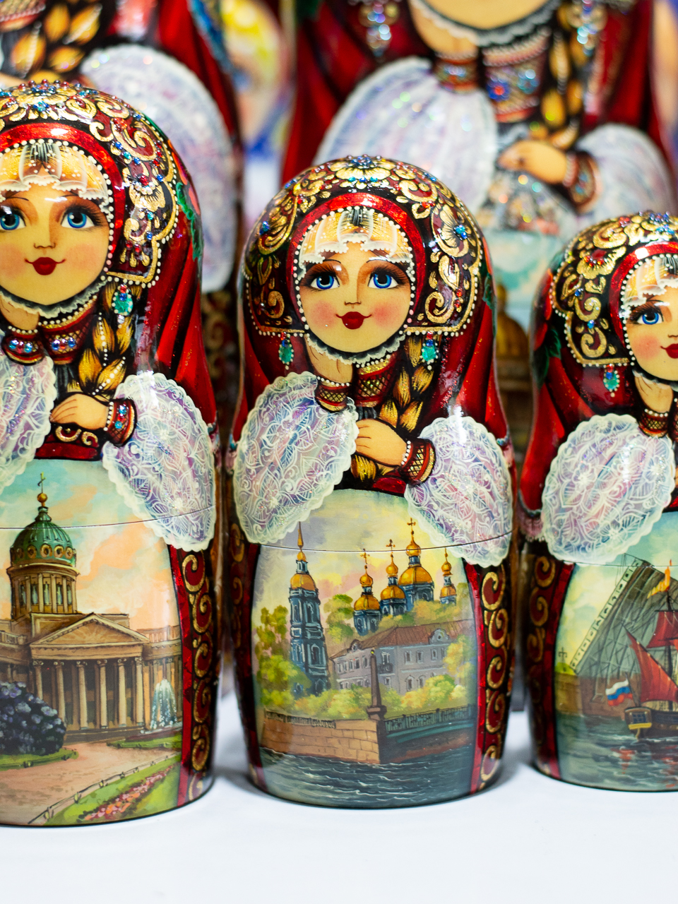 BỘ BÚP BÊ NGA MATRYOSHKA CỠ LỚN 30 LỚP CAO 50CM HOA VĂN "PHONG CẢNH NƯỚC NGA" CỰC ĐẸP, ĐỘC ĐÁO VÀ SANG TRỌNG