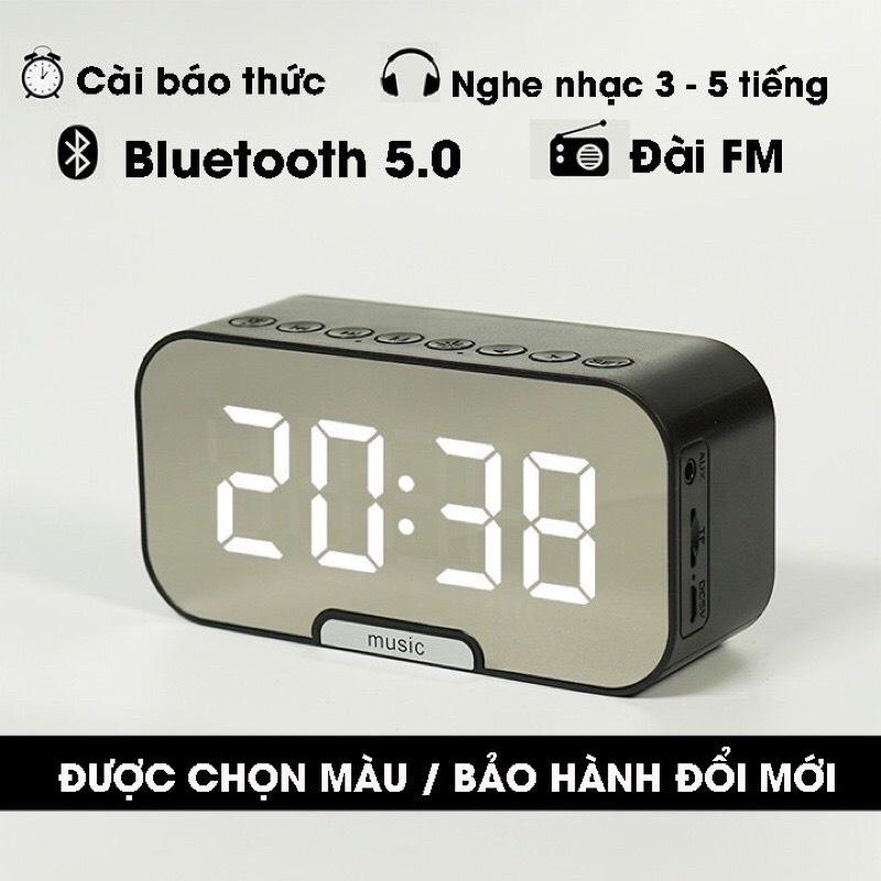 Loa bluetooth đồng hồ G10 cao cấp, loa mini kiêm báo thức, nghe đài FM, màn hình tráng gương hiển thị đèn led