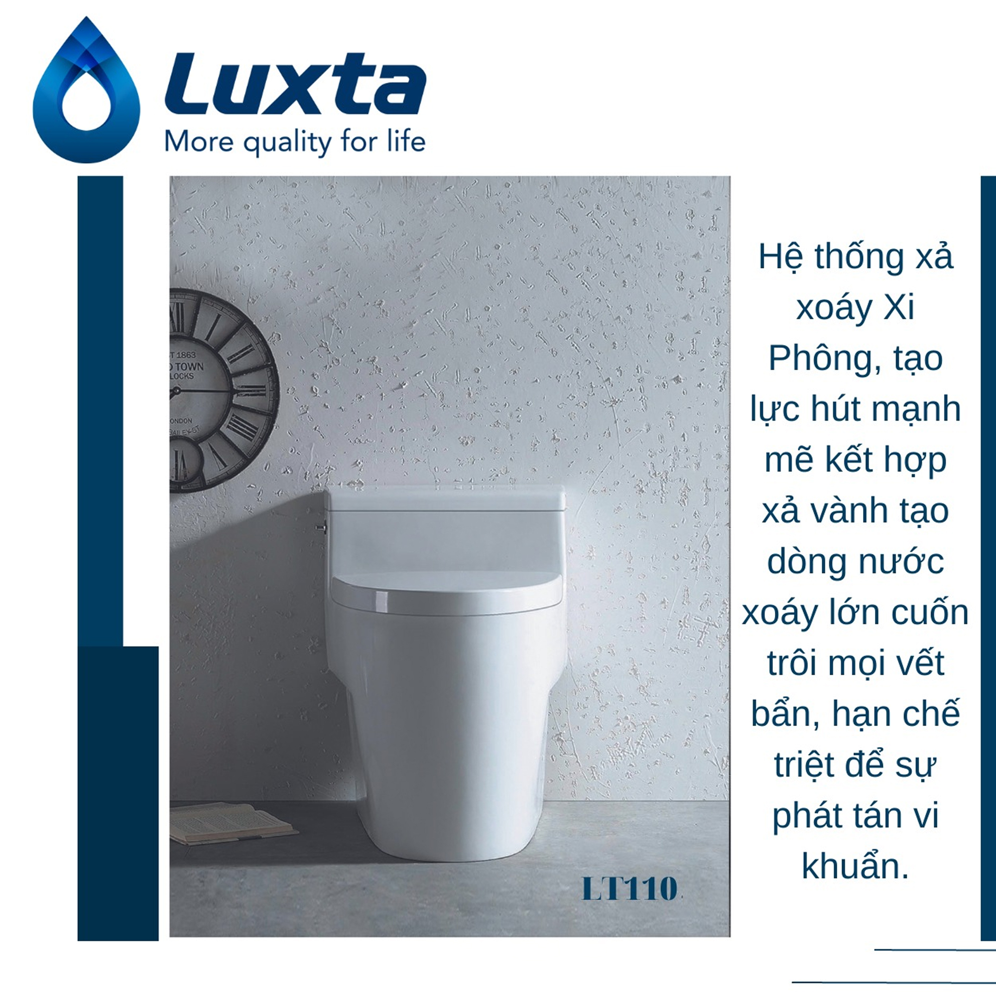 Bồn Cầu Chính Hãng LUXTA LT110 Công Nghệ Tiết Kiệm Nước ECO LUX