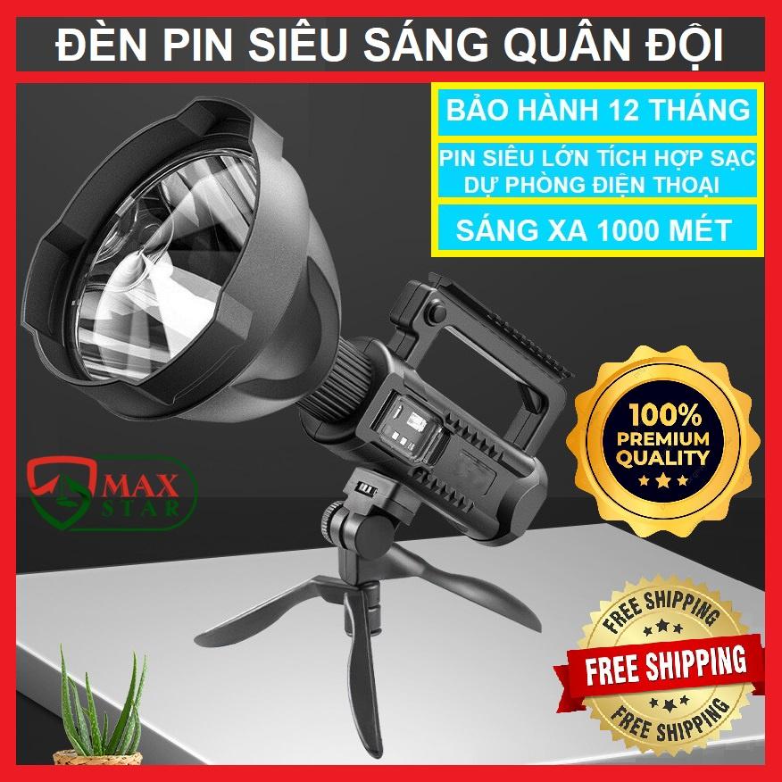 Đèn pin siêu sáng chiếu xa 1000m chống thấm nước có chân đế Đèn pin cầm tay mini siêu sáng sạc điện