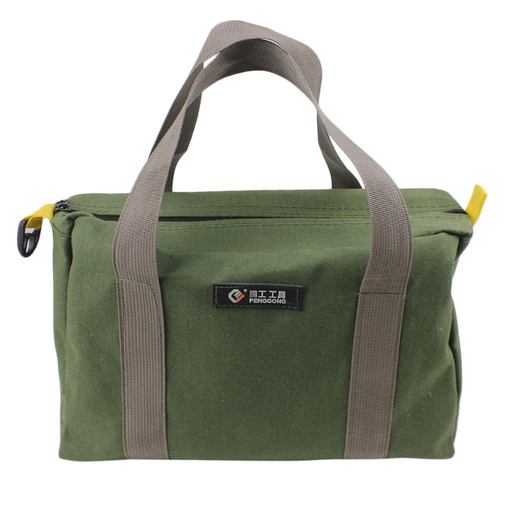 3x 12" Canvas Tool Bag Functional Green Multipurpose Toolkit Storage Tote