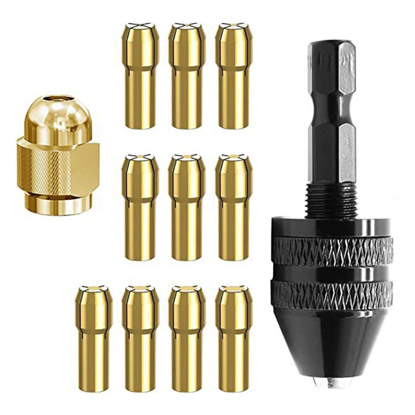 12x Collet Set Brass Collet Set Chuck Electric Motor Clamp Multi Chuck Drill Chuck for Engraving Machine Electric Grinder Fits Rotary Tools