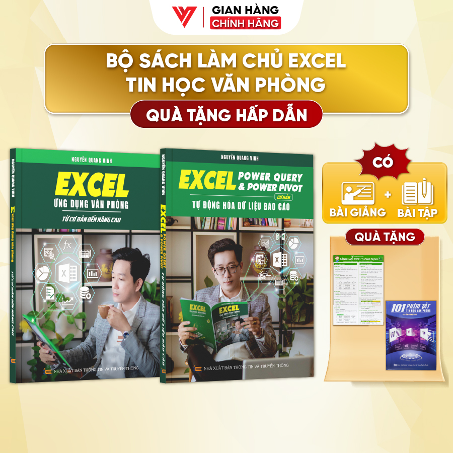 Combo 2 Sách Power Query &amp; Power Pivot Và Excel Cơ Bản Đến Nâng Cao Kèm Video Khóa Học